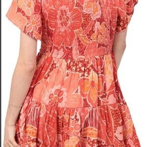 Angie Coral Floral Mini Dress